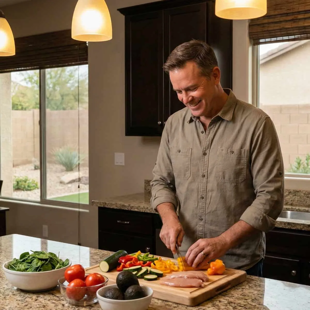 Man cooking a healthy meal