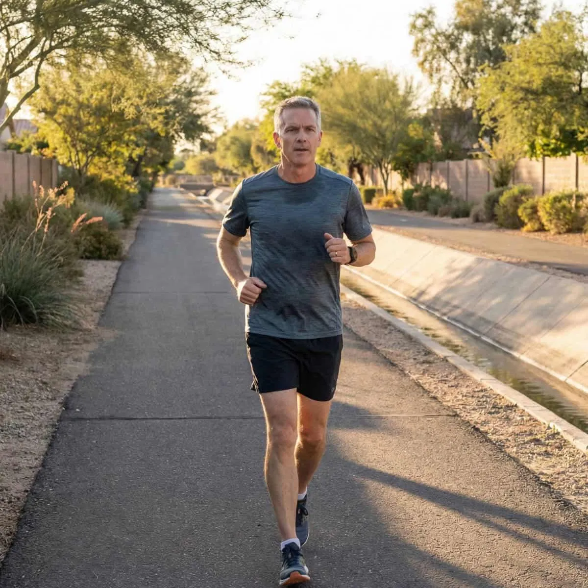 Man jogging on a path in Glendale, AZ