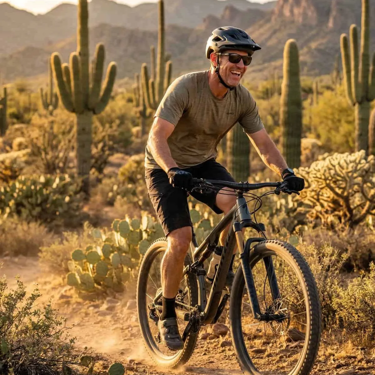 Man mountain biking